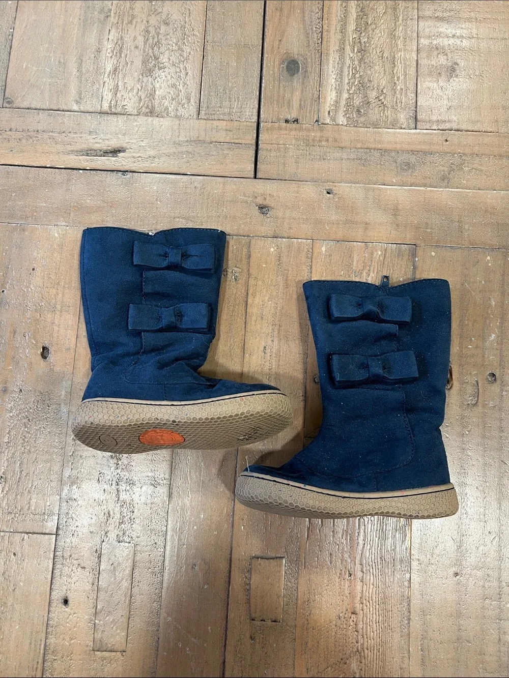 Livie & Luca Neve blue suede bow boots little girl 6 calf height